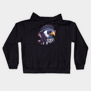 Patriotic Bald Eagle Mullet USA American Flag 4th of July Kids Hoodie